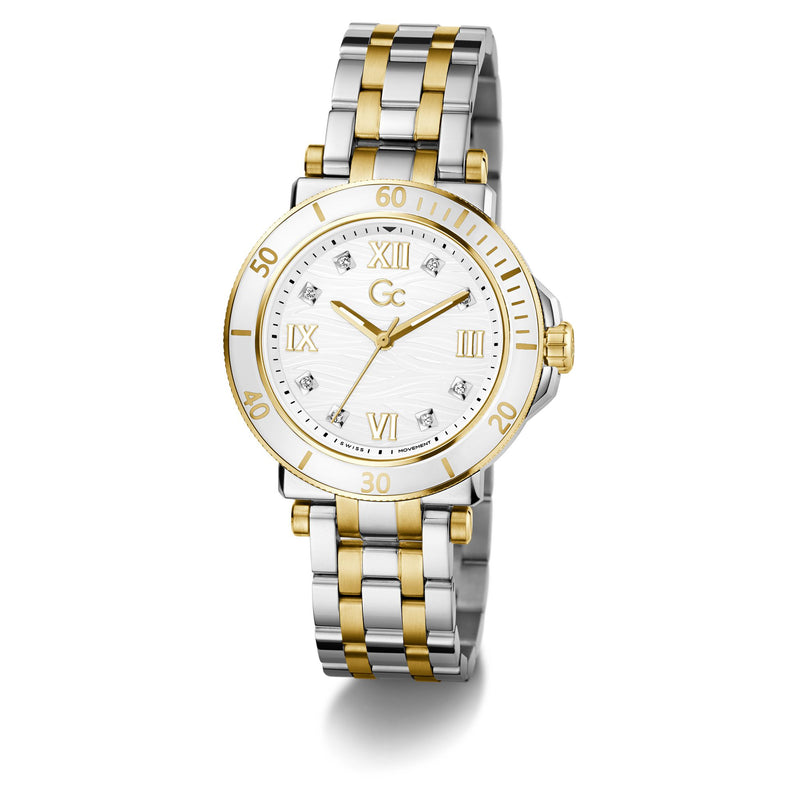 Gc Collection One White Round Dial Quartz Analog Women Watch - Guess Collection Watch Gc