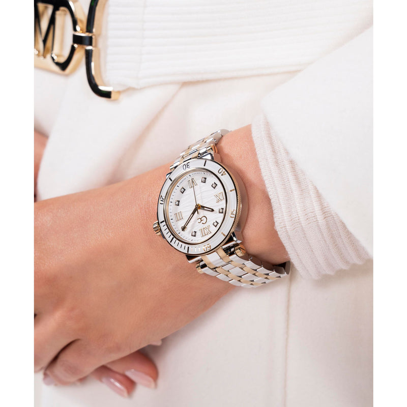 Gc Collection One White Round Dial Quartz Analog Women Watch - Guess Collection Watch Gc