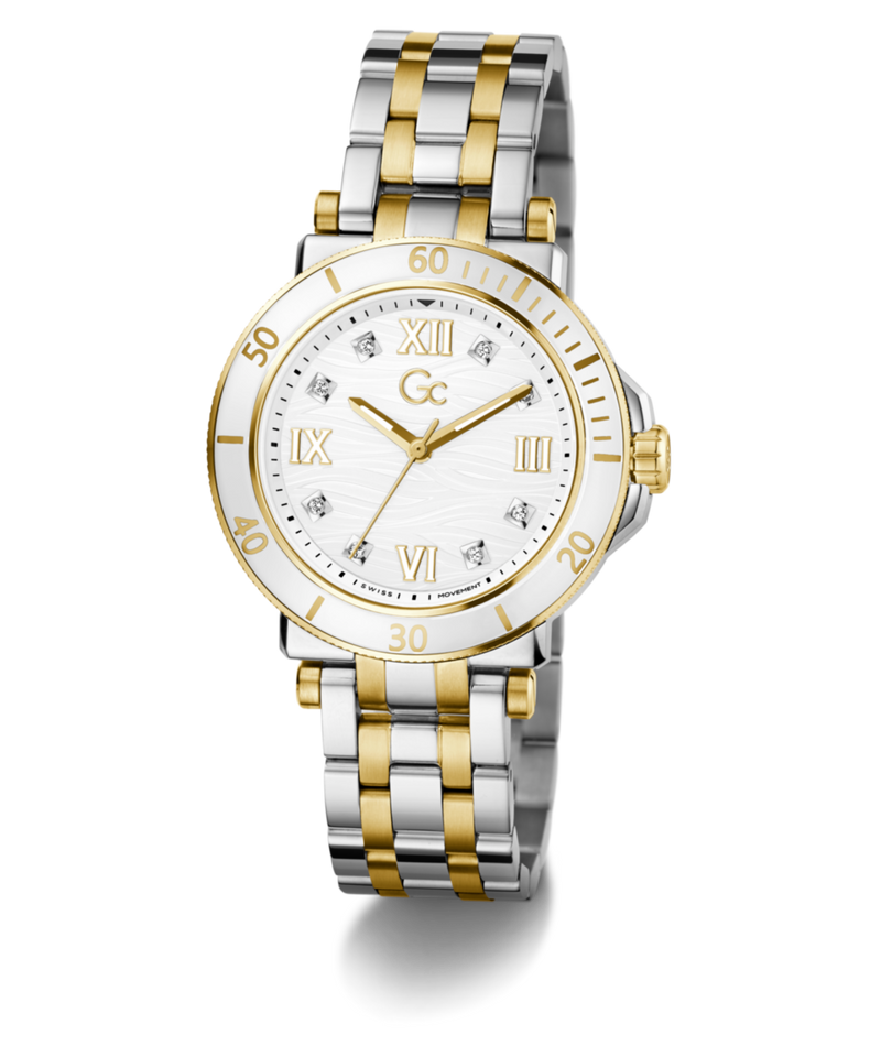 Gc Collection One White Round Dial Quartz Analog Women Watch - Guess Collection Watch Gc