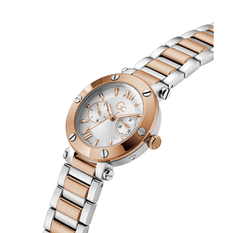 Gc Aura White Round Dial Quartz Analog Women Watch - Guess Collection Watch Gc