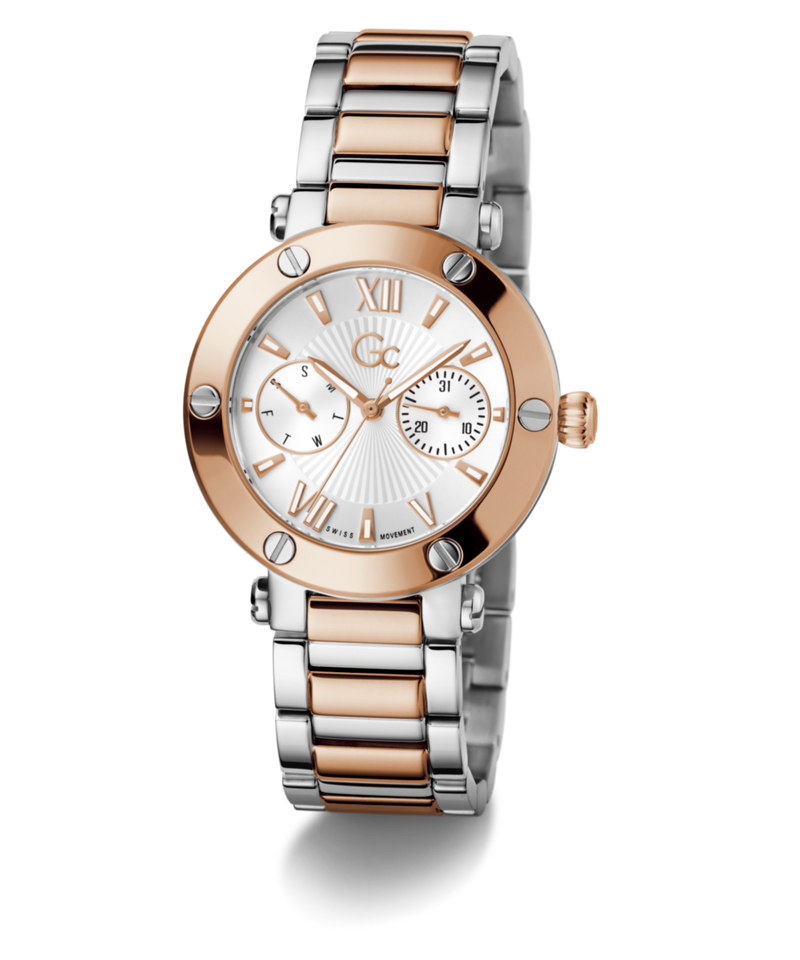 Gc Aura White Round Dial Quartz Analog Women Watch - Guess Collection Watch Gc