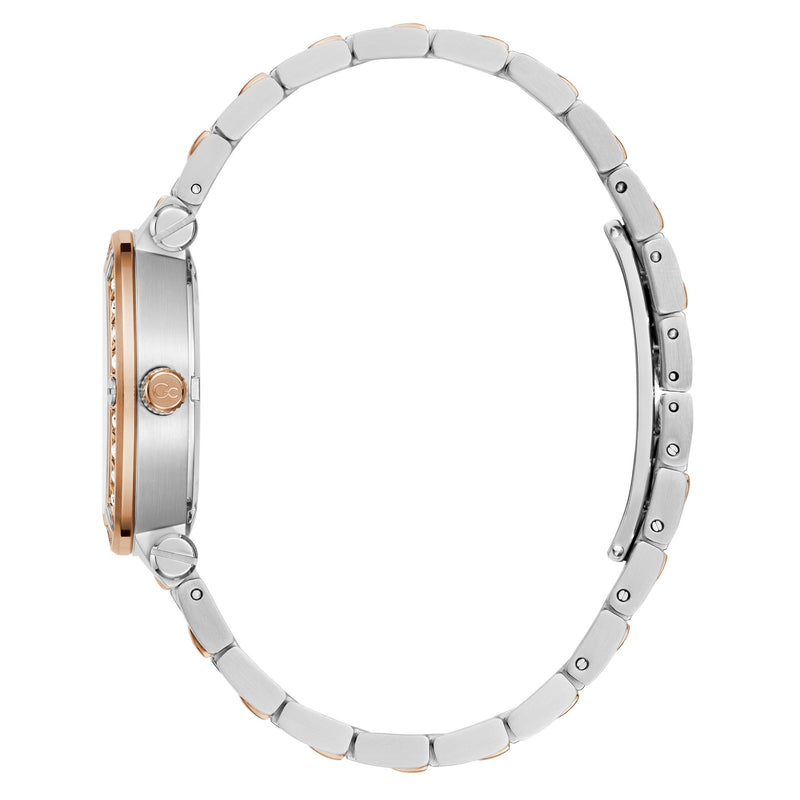 Gc Aura White Round Dial Quartz Analog Women Watch - Guess Collection Watch Gc