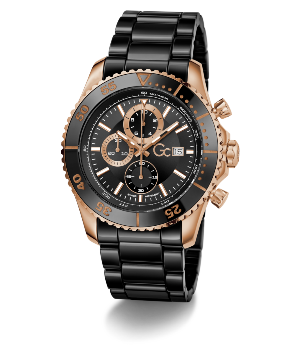 Gc Collection Speedracer Black Rose Gold Dial Quartz Analog Men Watch - Guess Collection