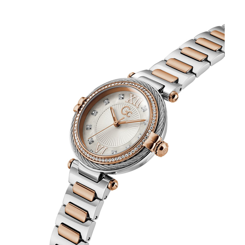 Gc Vogue Cable White Round Dial Quartz Analog Women Watch - Guess Collection Watch Gc