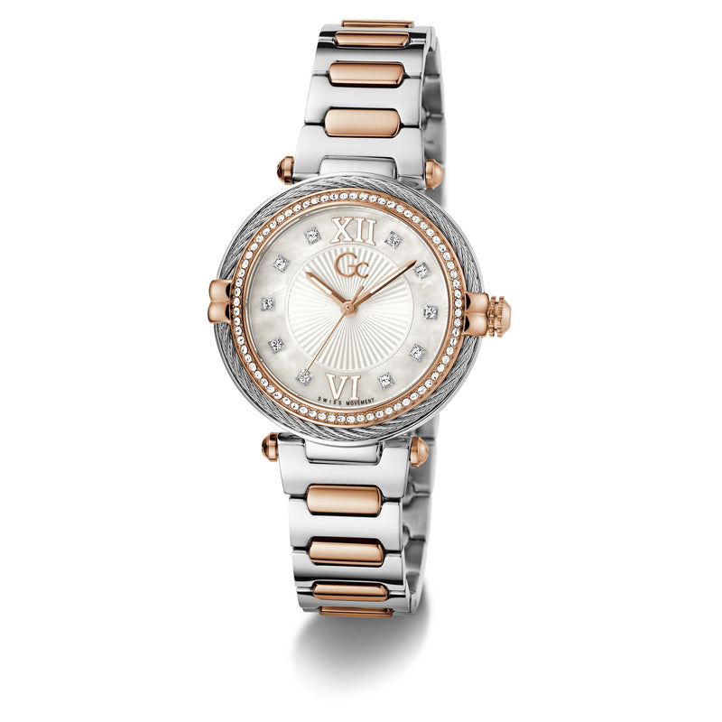 Gc Vogue Cable White Round Dial Quartz Analog Women Watch - Guess Collection Watch Gc