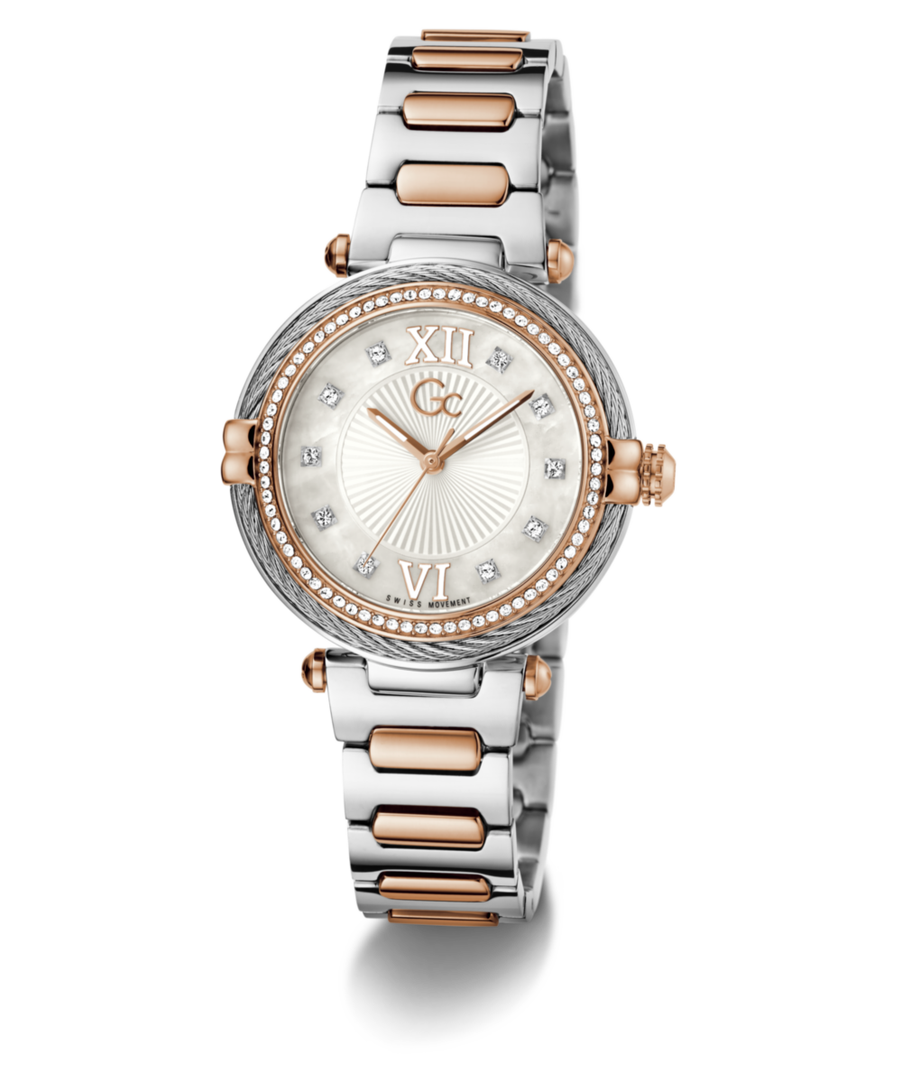 Gc Vogue Cable White Round Dial Quartz Analog Women Watch - Guess Collection