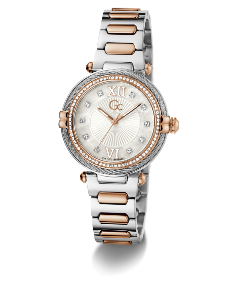 Gc Vogue Cable White Round Dial Quartz Analog Women Watch - Guess Collection Watch Gc