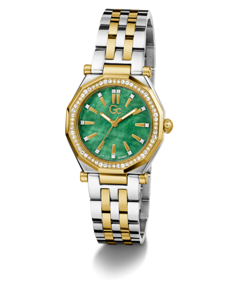 Gc Gleam Green Round Quartz Women Watch - Guess Collection Watch Gc