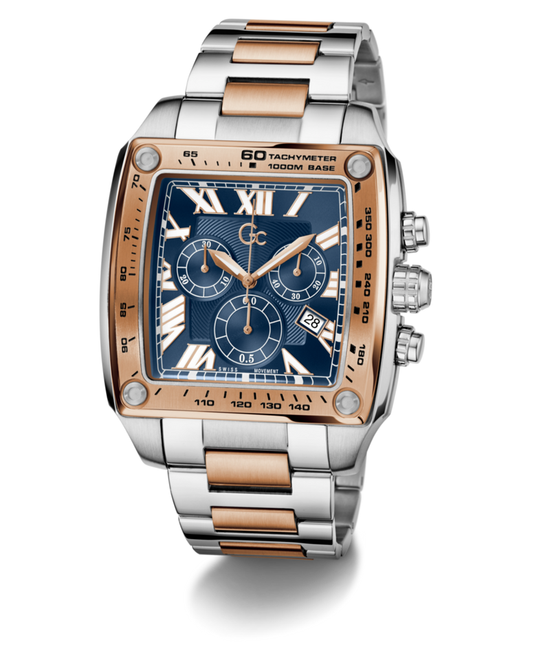 Gc Retrofit Blue Square Quartz Men Watch - Guess Collection Watch Gc