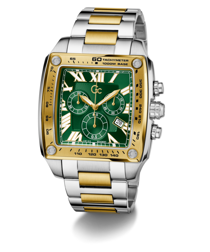 Gc Retrofit Green Square Quartz Men Watch - Guess Collection Watch Gc