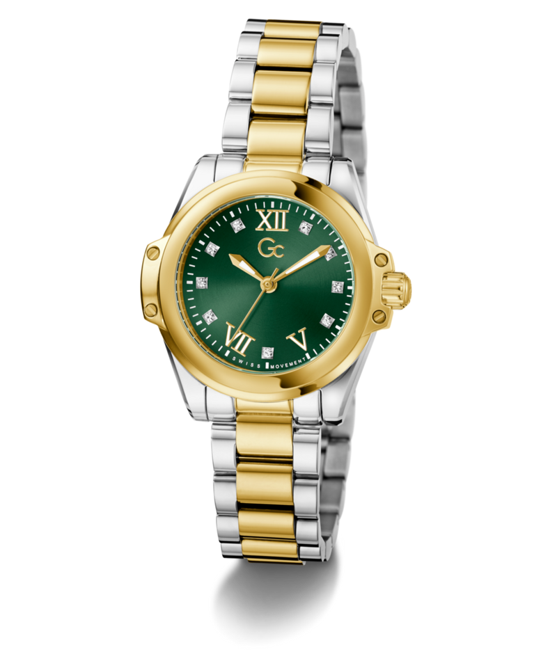 Gc Bolt Lady Green Round Quartz Women Watch - Guess Collection Watch Gc