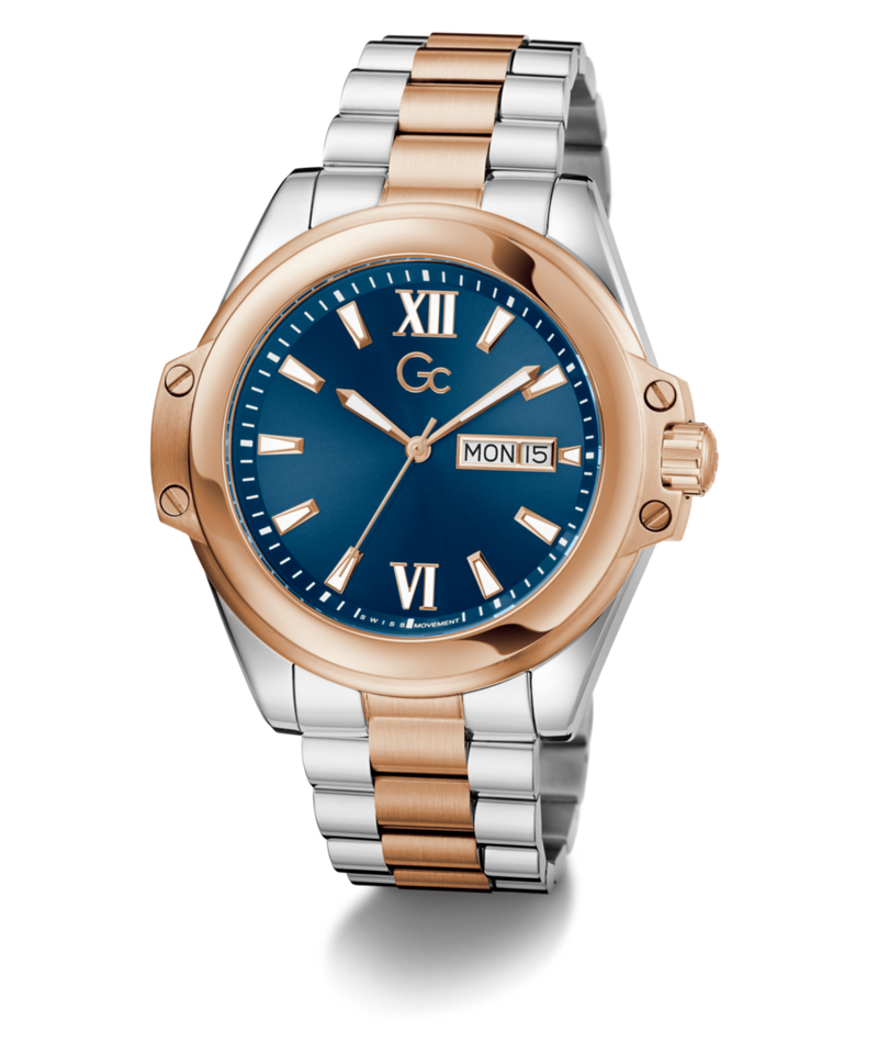Gc Bolt Blue Round Quartz Men Watch - Guess Collection Watch Gc