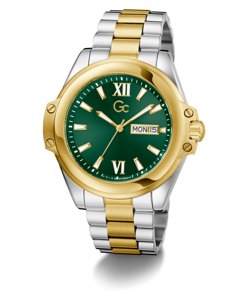 Gc Bolt Green Round Quartz Men Watch - Guess Collection Watch Gc