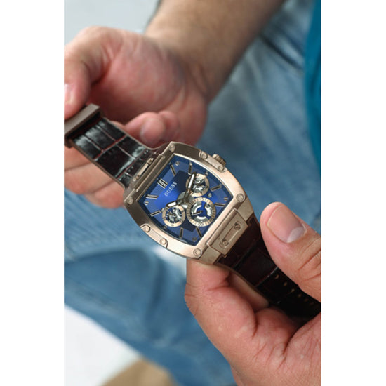 Guess Phoenix Blue Tonneau Dial Multi-function Men Watch Watch Guess