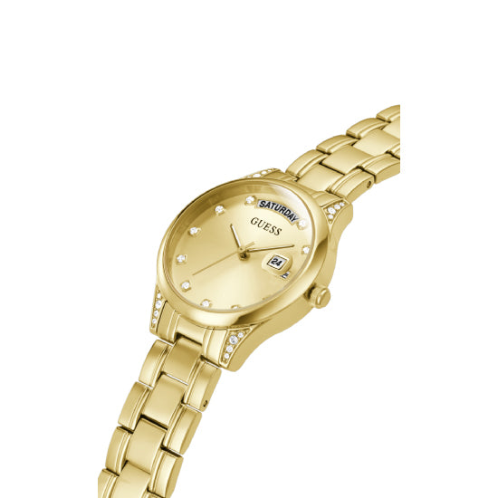 Guess Mini Aura Champagne Round Dial Quartz Analog Women Watch Watch Guess