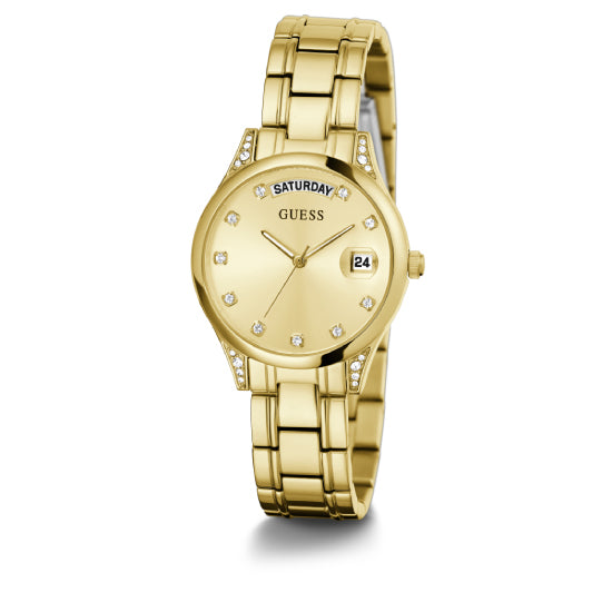 Guess Mini Aura Champagne Round Dial Quartz Analog Women Watch Watch Guess