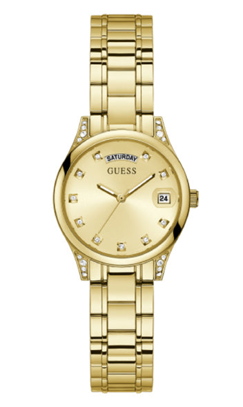 Guess Mini Aura Champagne Round Dial Quartz Analog Women Watch Watch Guess