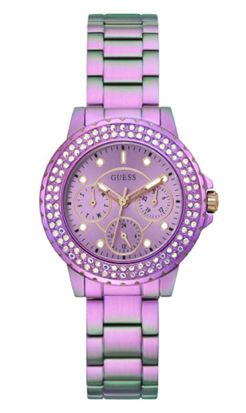 Guess Crown Iridescent Round Dial Multi-function Women Watch Watch Guess