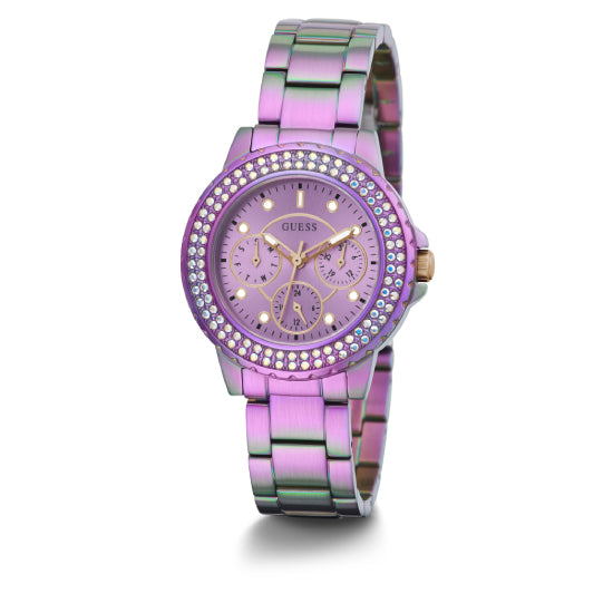 Guess Crown Iridescent Round Dial Multi-function Women Watch Watch Guess