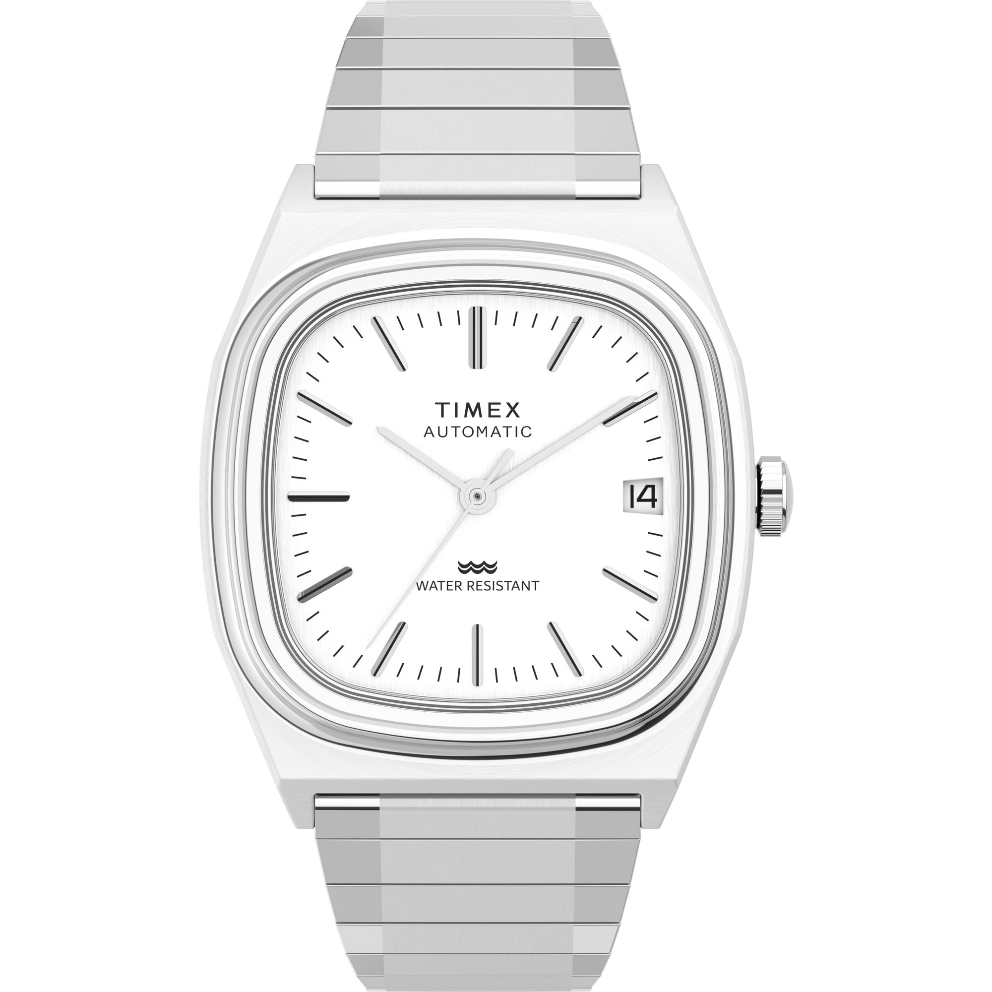 Timex E Line Reissue Silver Rectangle Mechanical Automatic Men Watch