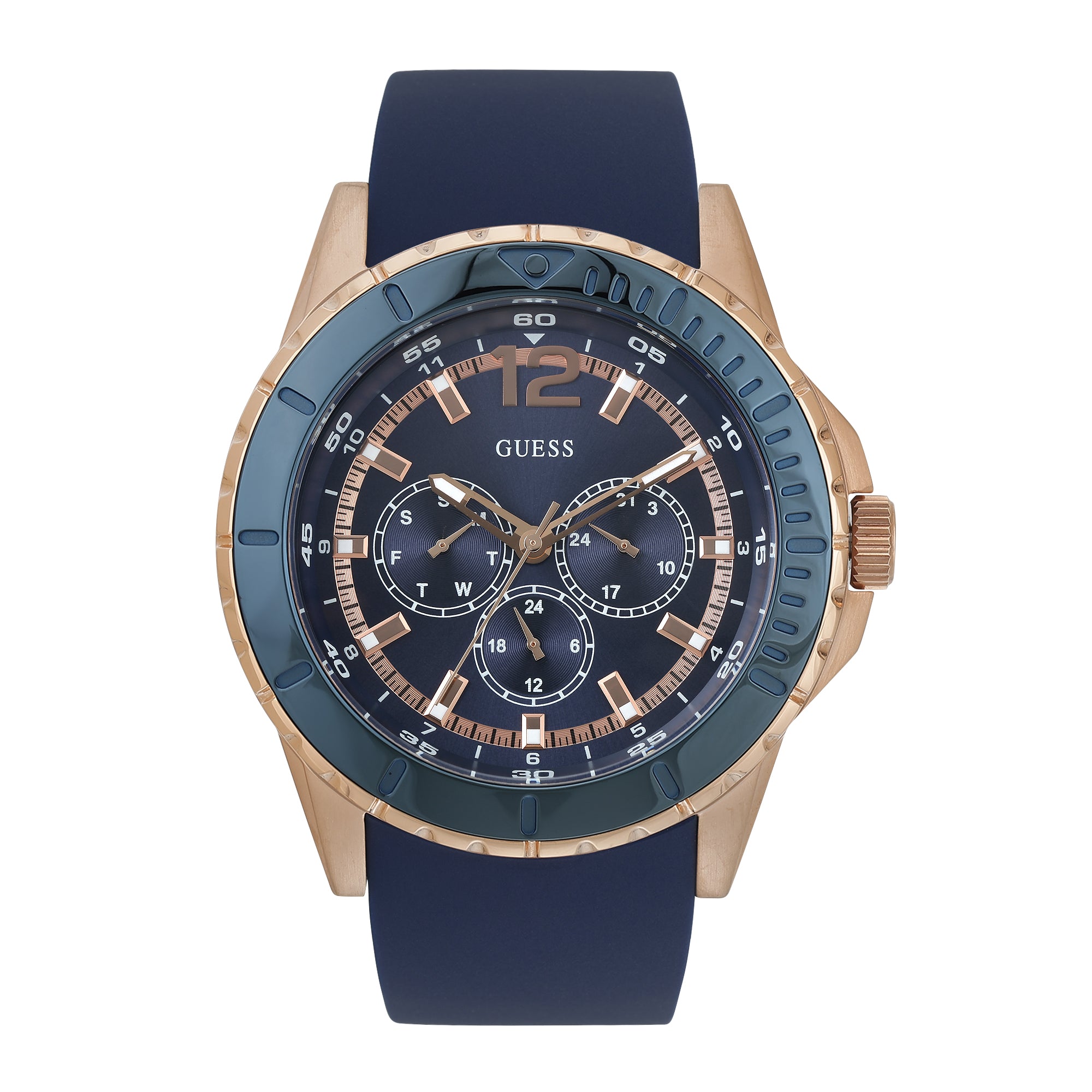 Guess Maverick Blue Round Dial Quartz Analog Men Watch U0485G1M