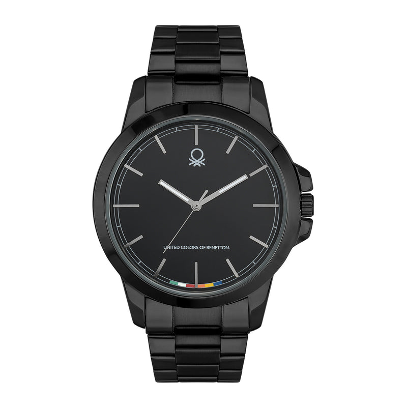 United Colors Of Benetton Black Round Dial Quartz Analog Men Watch Watch United Colors Of Benetton