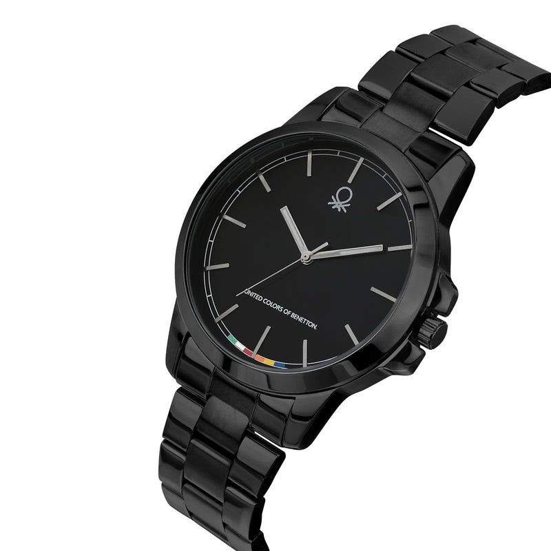 United Colors Of Benetton Black Round Dial Quartz Analog Men Watch Watch United Colors Of Benetton