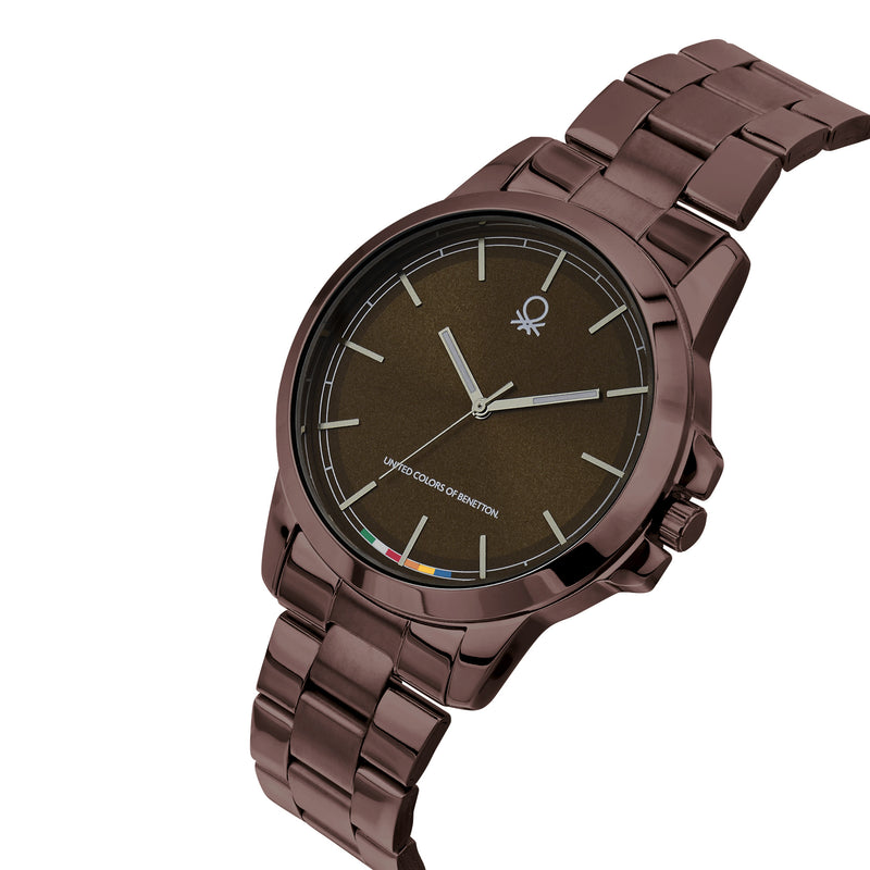 United Colors Of Benetton Brown Round Dial Quartz Analog Men Watch Watch United Colors Of Benetton