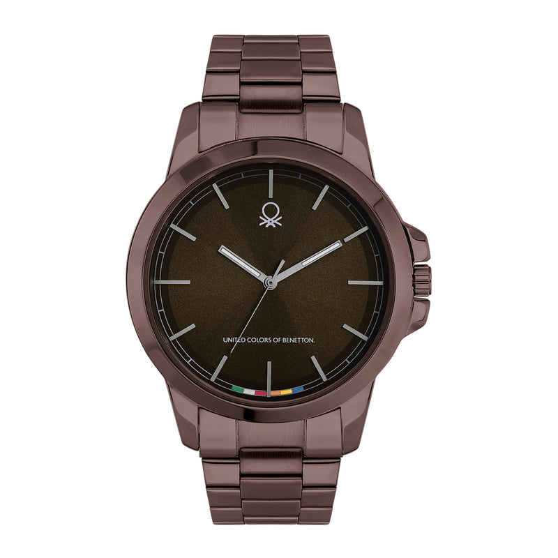 United Colors Of Benetton Brown Round Dial Quartz Analog Men Watch Watch United Colors Of Benetton