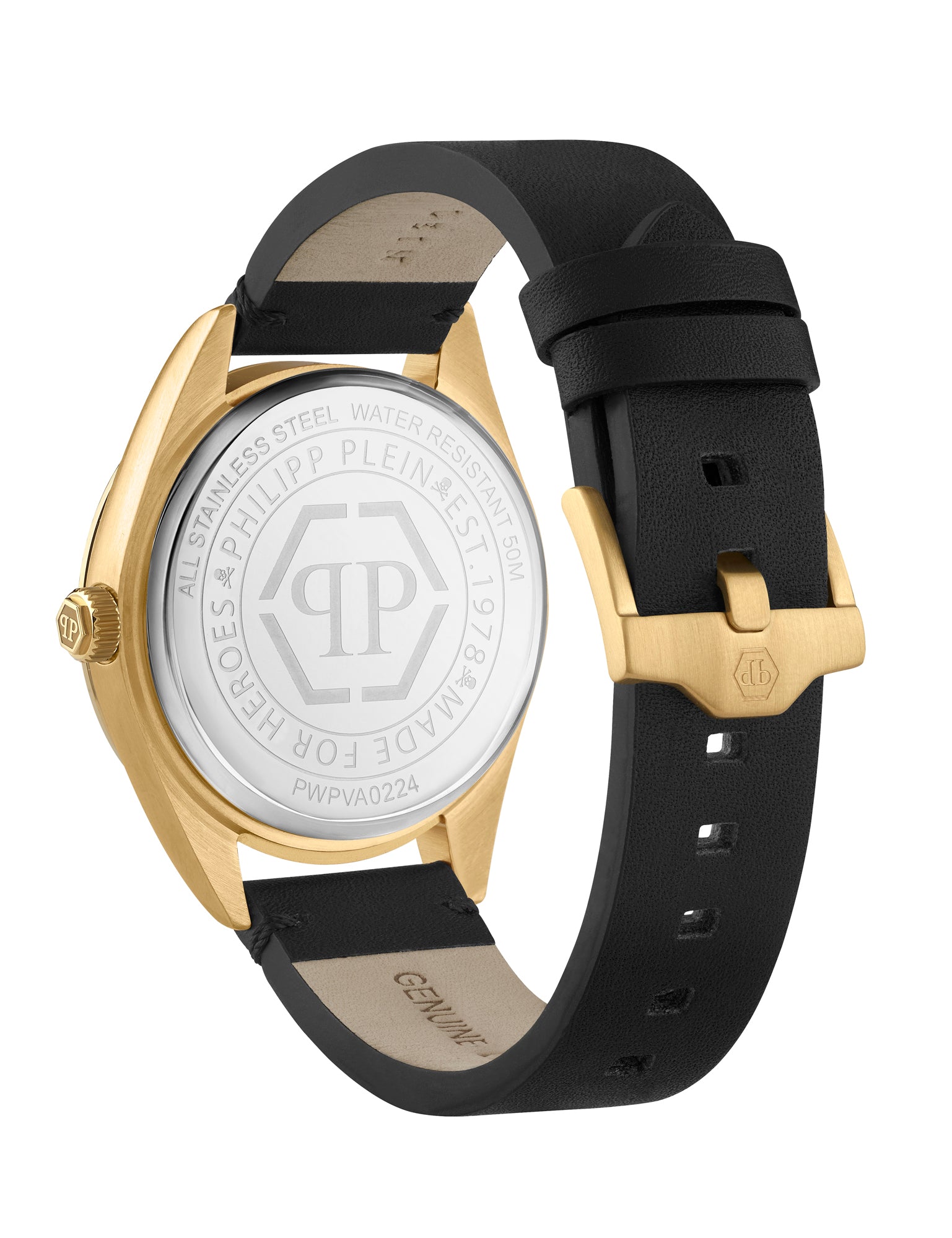 Philipp Plein Superlative Leather Black Round Quartz Men Watch