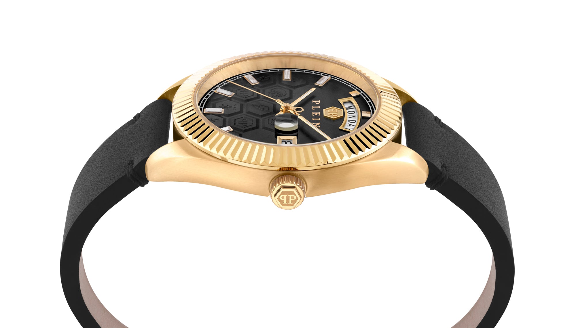 Philipp Plein Superlative Leather Black Round Quartz Men Watch