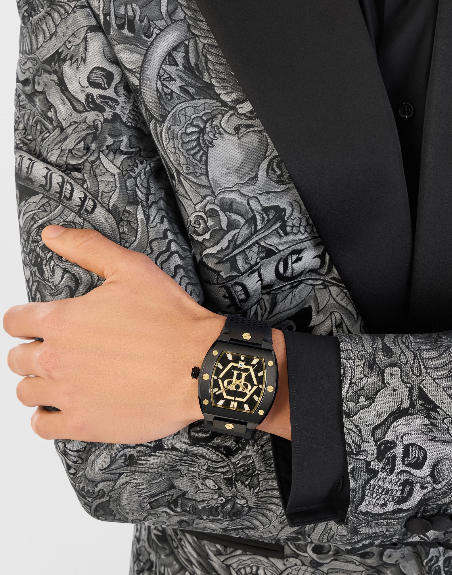 Philipp Plein Black Tonneau Dial Quartz Analog Men Watch