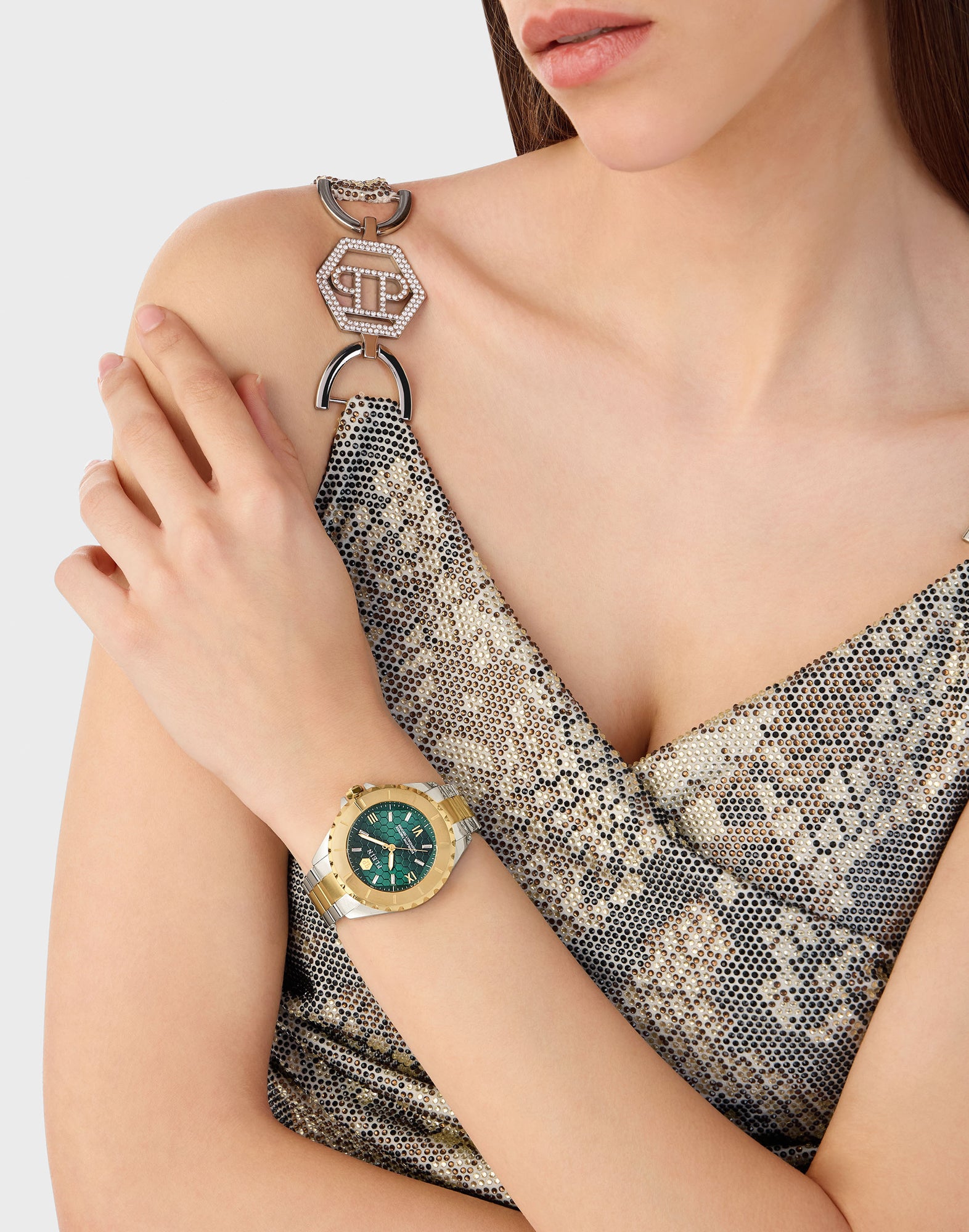 Philipp Plein Green Round Dial Quartz Analog Women Watch