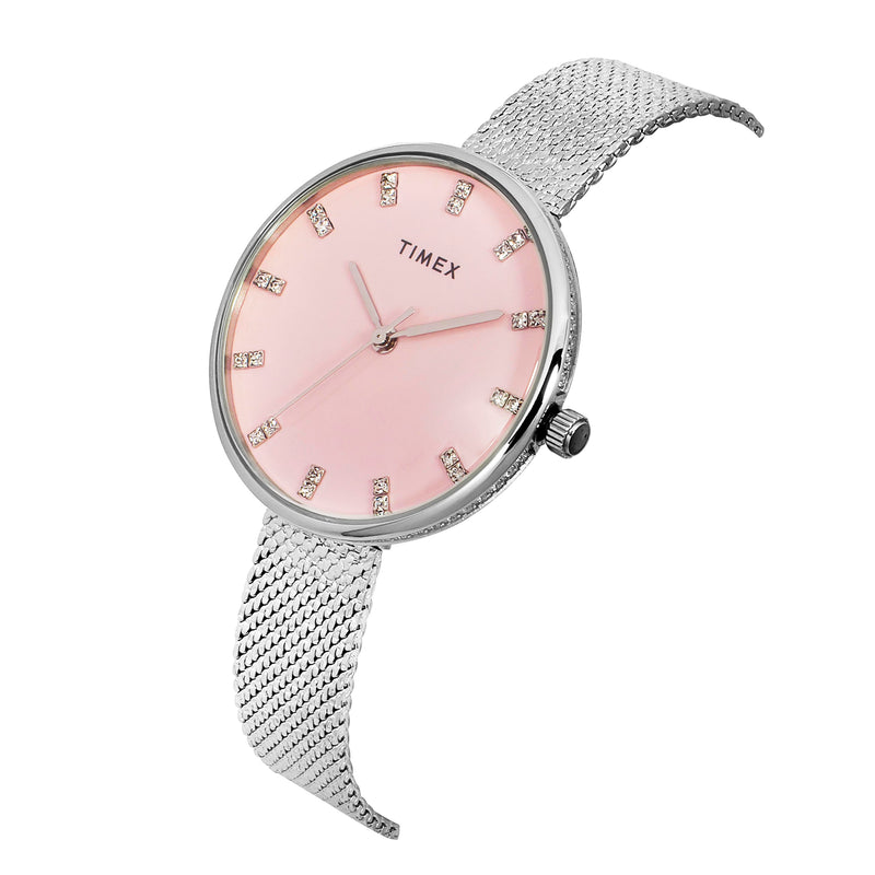 Timex Trendline Round 21mm Pink Dial Analog Women Watch - TWEL21500 Watch Timex