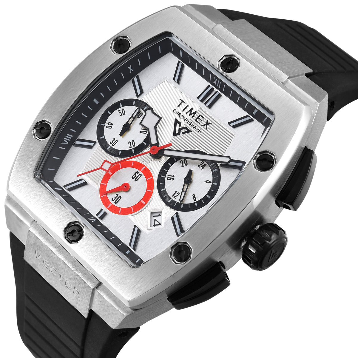 Timex Rectangular Timex Vector Rectangle 21mm Silver Dial Analog Men Watch - TWEG26200 ...