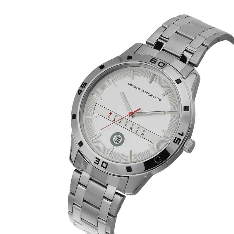 United Colors Of Benetton Silver Round Dial Quartz Analog Men Watch Watch United Colors Of Benetton