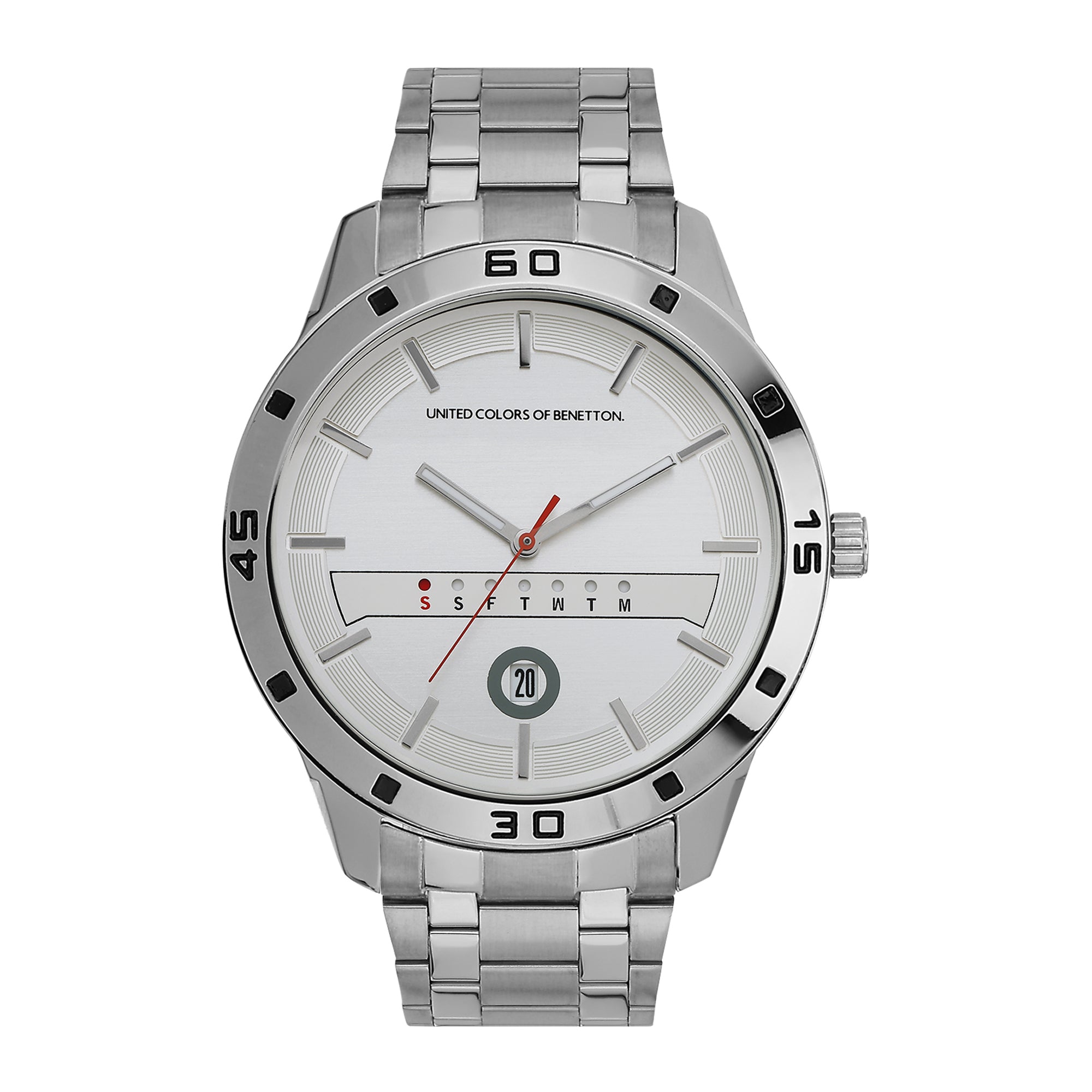 United Colors Of Benetton Silver Round Dial Quartz Analog Men Watch