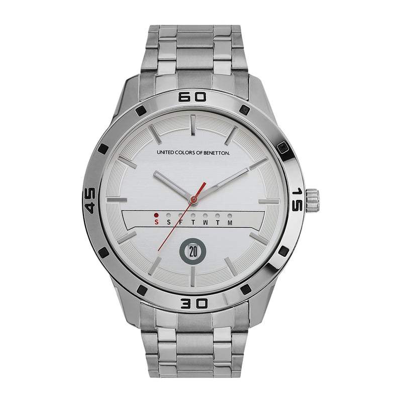 United Colors Of Benetton Silver Round Dial Quartz Analog Men Watch Watch United Colors Of Benetton