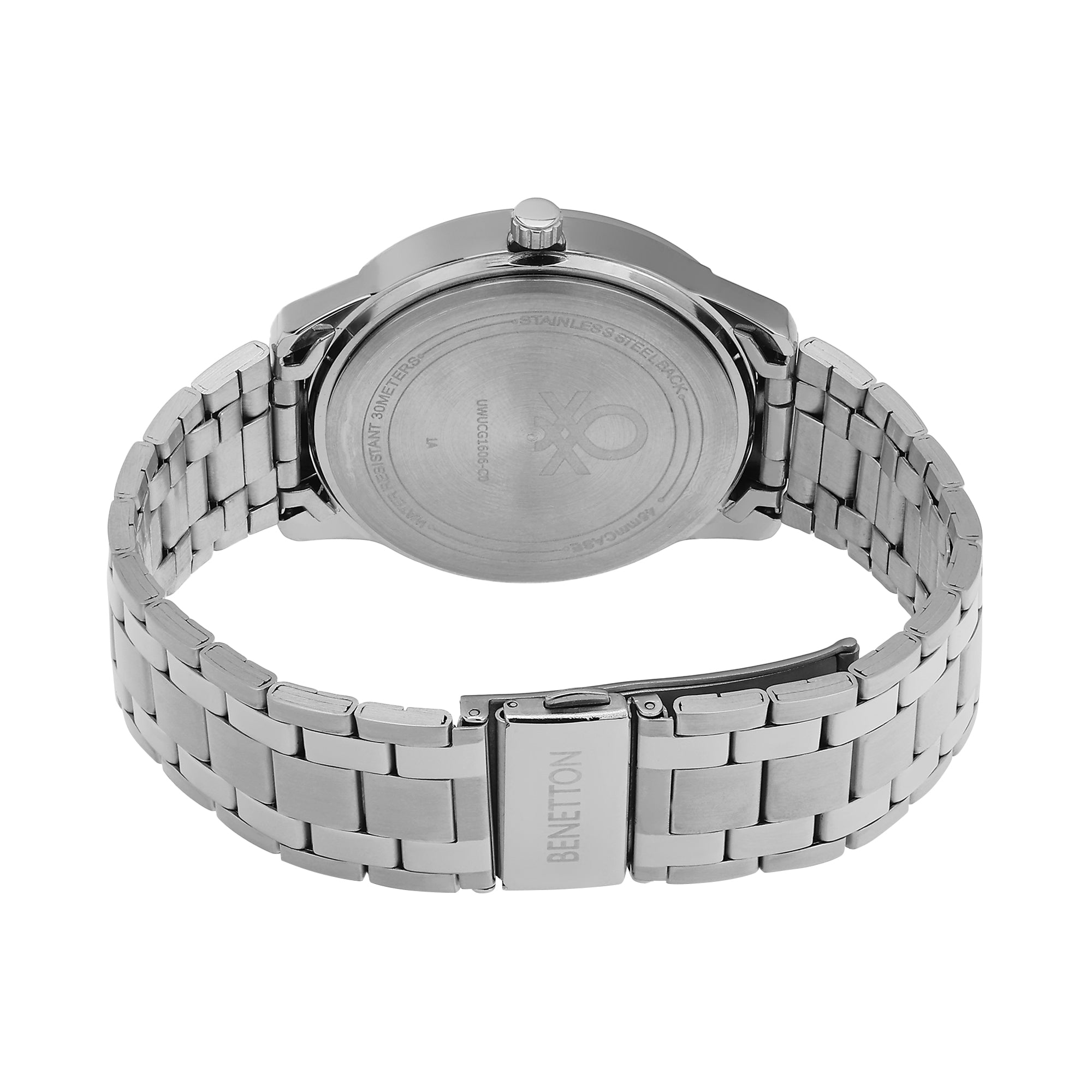 United Colors Of Benetton Silver Round Dial Quartz Analog Men Watch