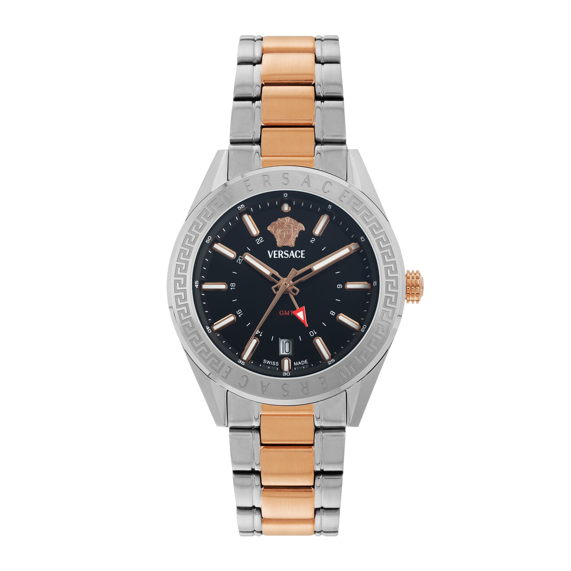 Versace V-Code Gmt Special Black Round Quartz Men Watch