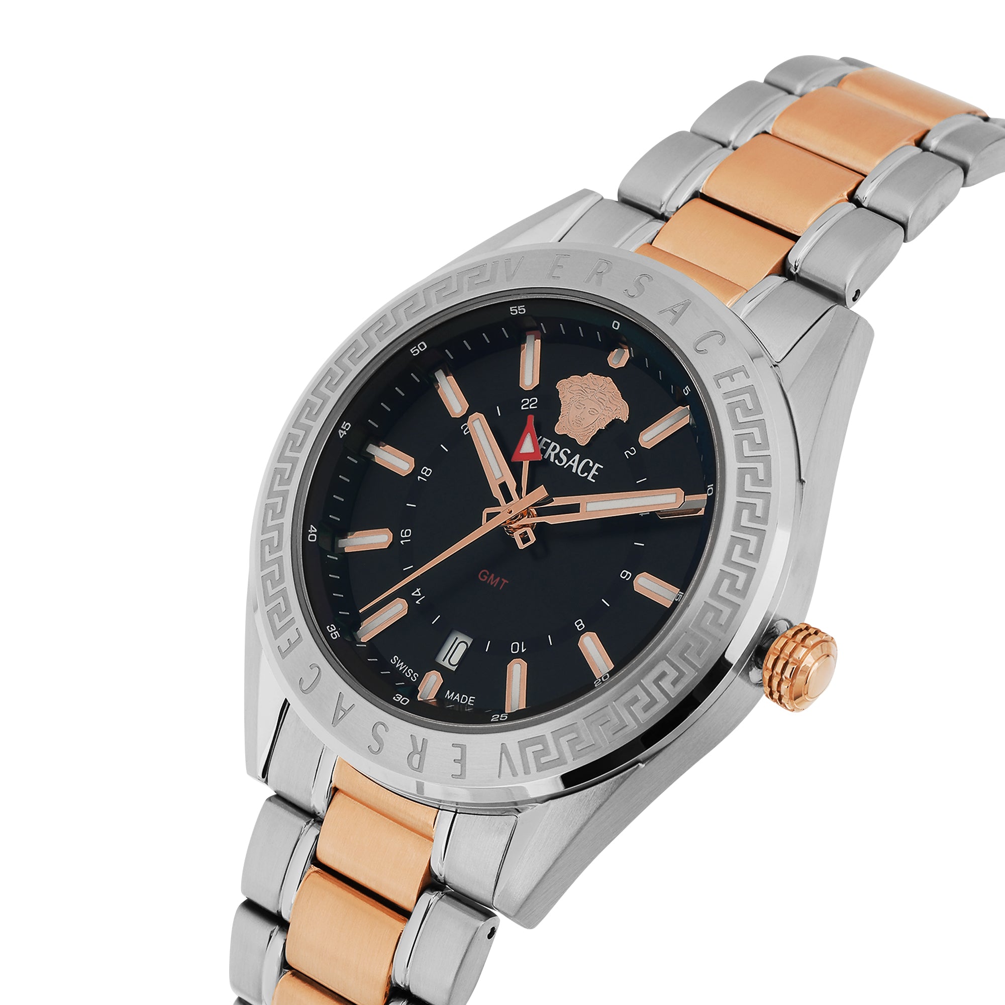 Versace V-Code Gmt Special Black Round Quartz Men Watch Watch Versace
