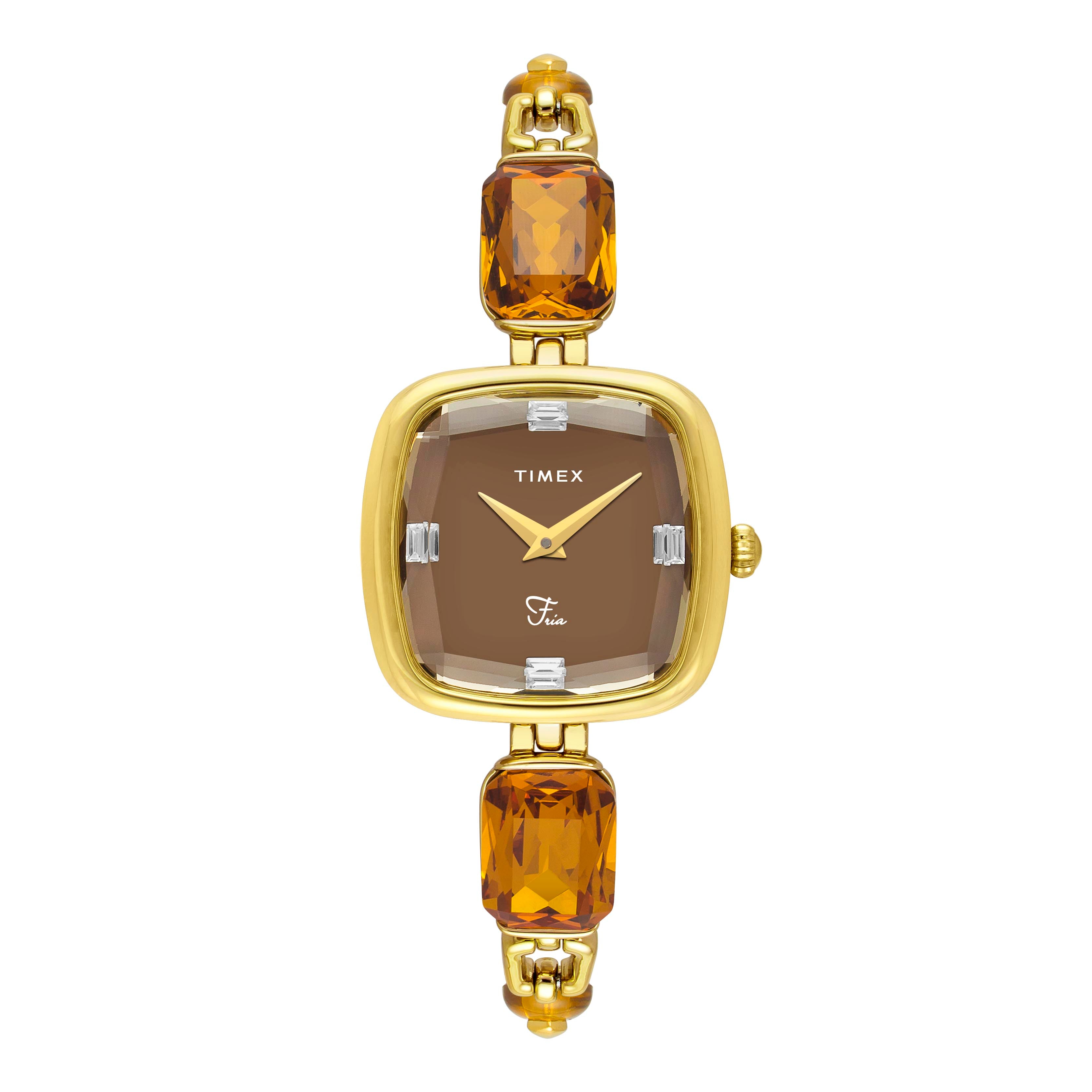 Timex Fria Square 27mm Brown Dial Analog Women Watch - TWEL21200