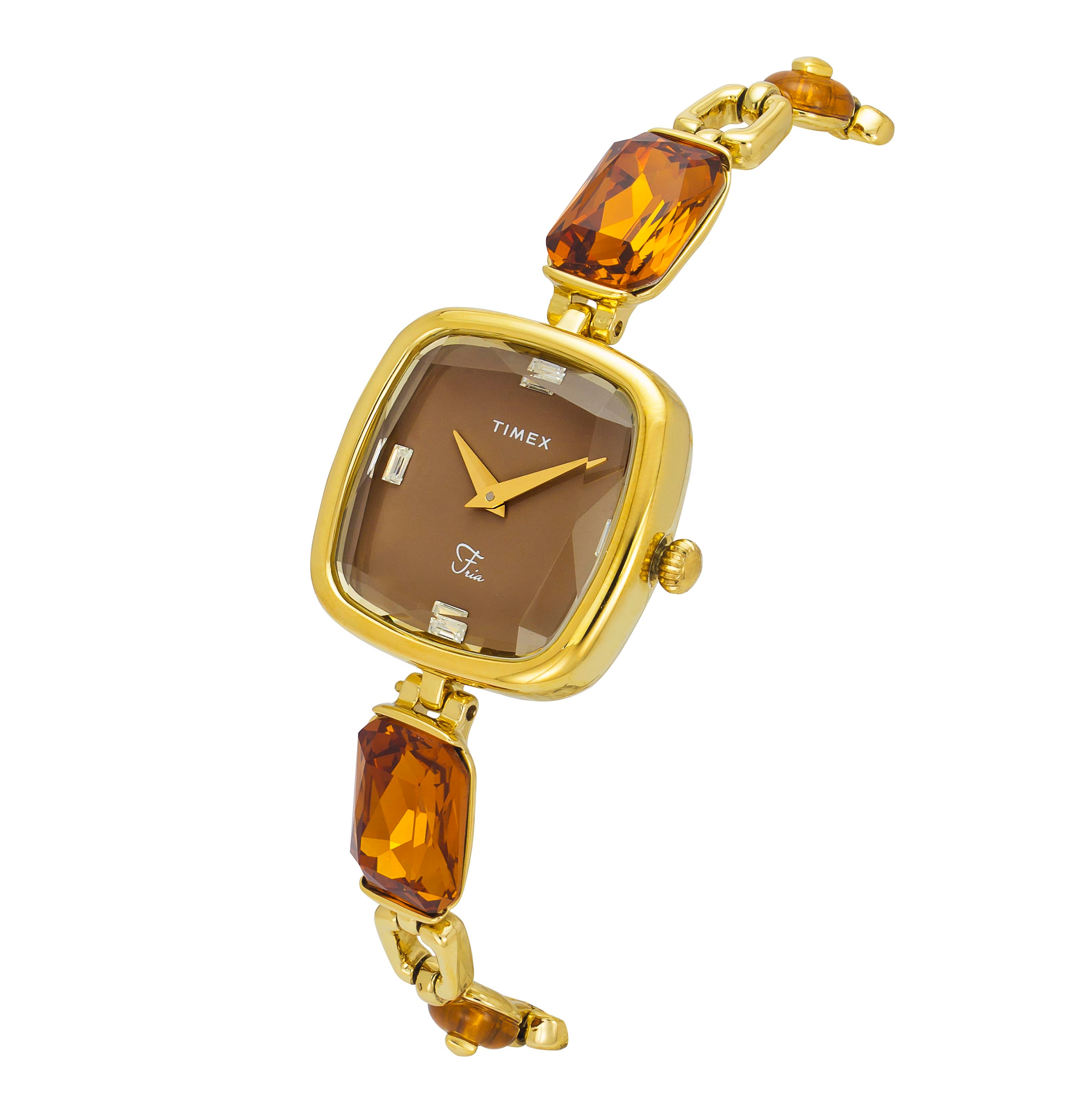 Timex Fria Square 27mm Brown Dial Analog Women Watch - TWEL21200 Watch Timex