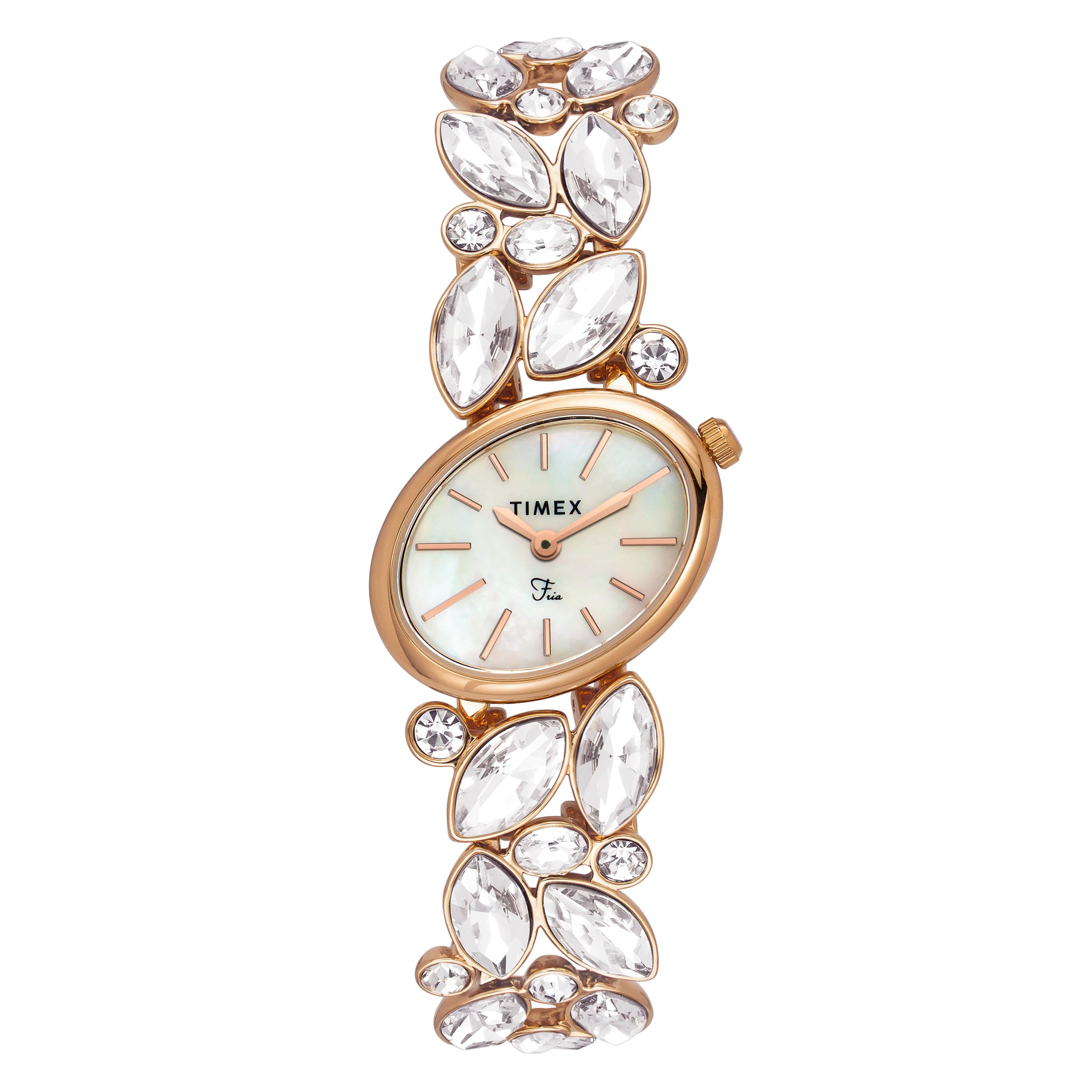 Timex Fria Oval 21mm White Dial Analog Women Watch - TWEL20902 Watch Timex