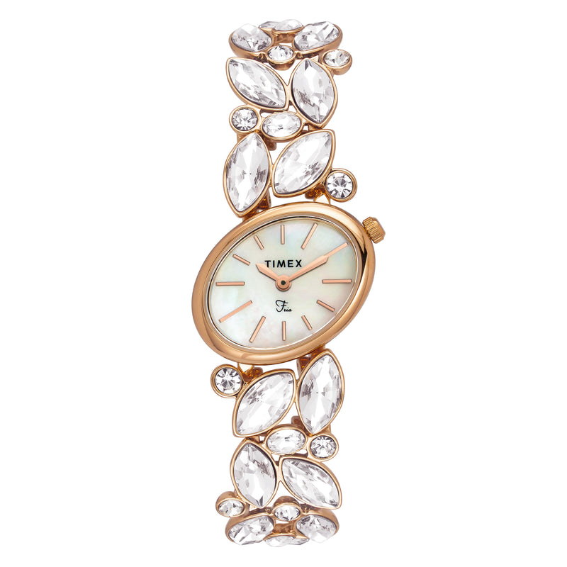 Timex Fria Oval 21mm White Dial Analog Women Watch - TWEL20902 Watch Timex