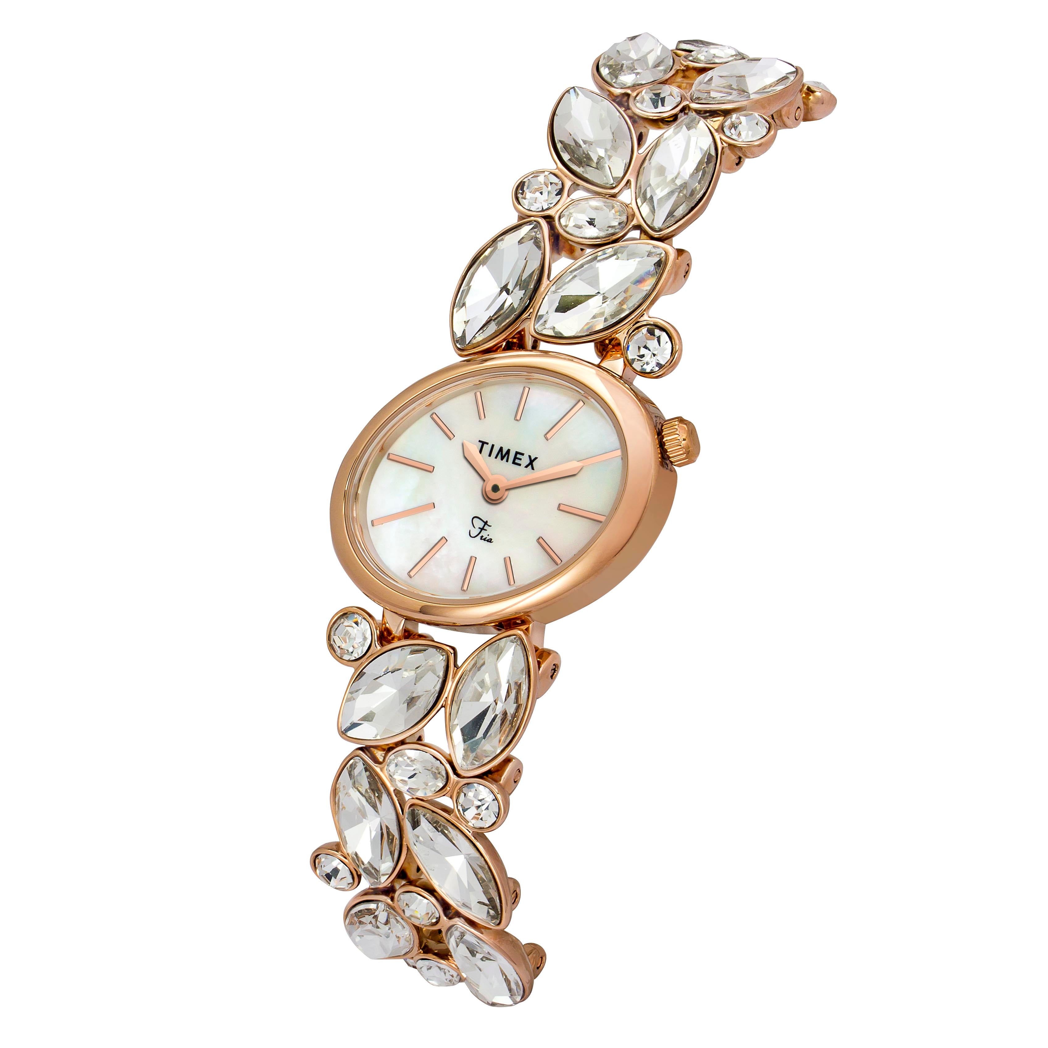 Timex Fria Oval 21mm White Dial Analog Women Watch - TWEL20902 Watch Timex