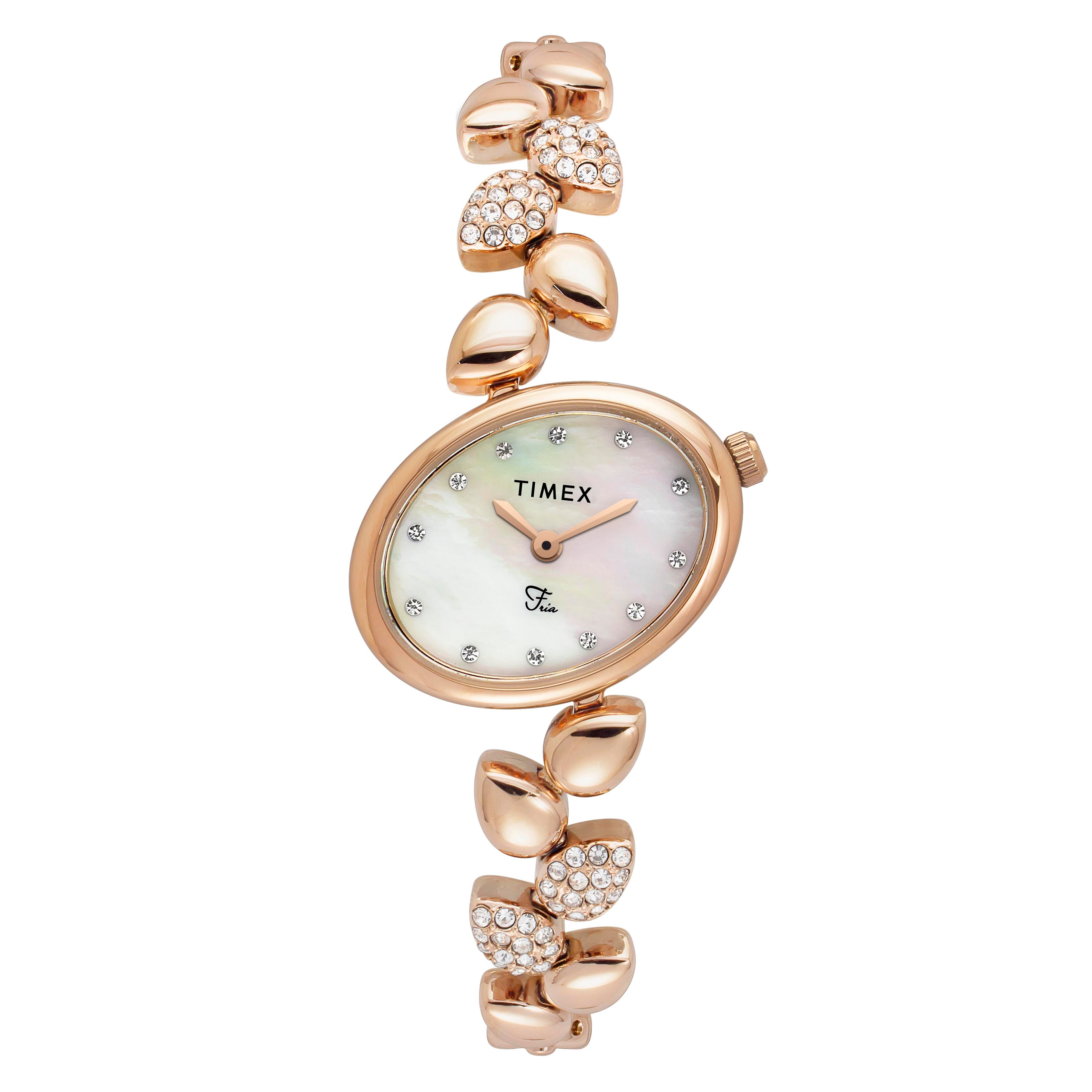 Timex Fria Oval 26mm White Dial Analog Women Watch - TWEL21302 Watch Timex