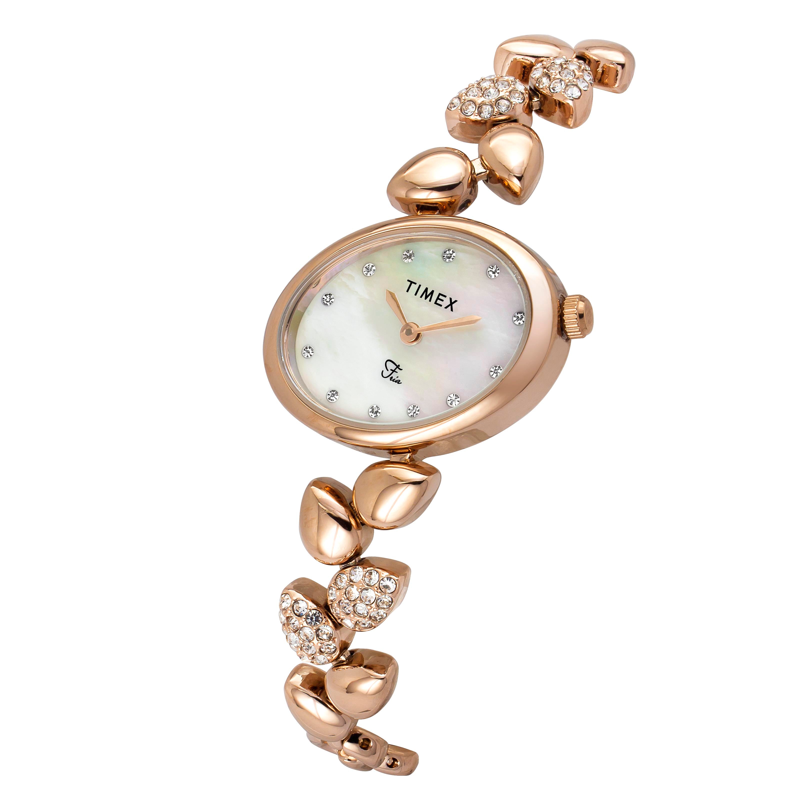 Timex Fria Oval 26mm White Dial Analog Women Watch - TWEL21302