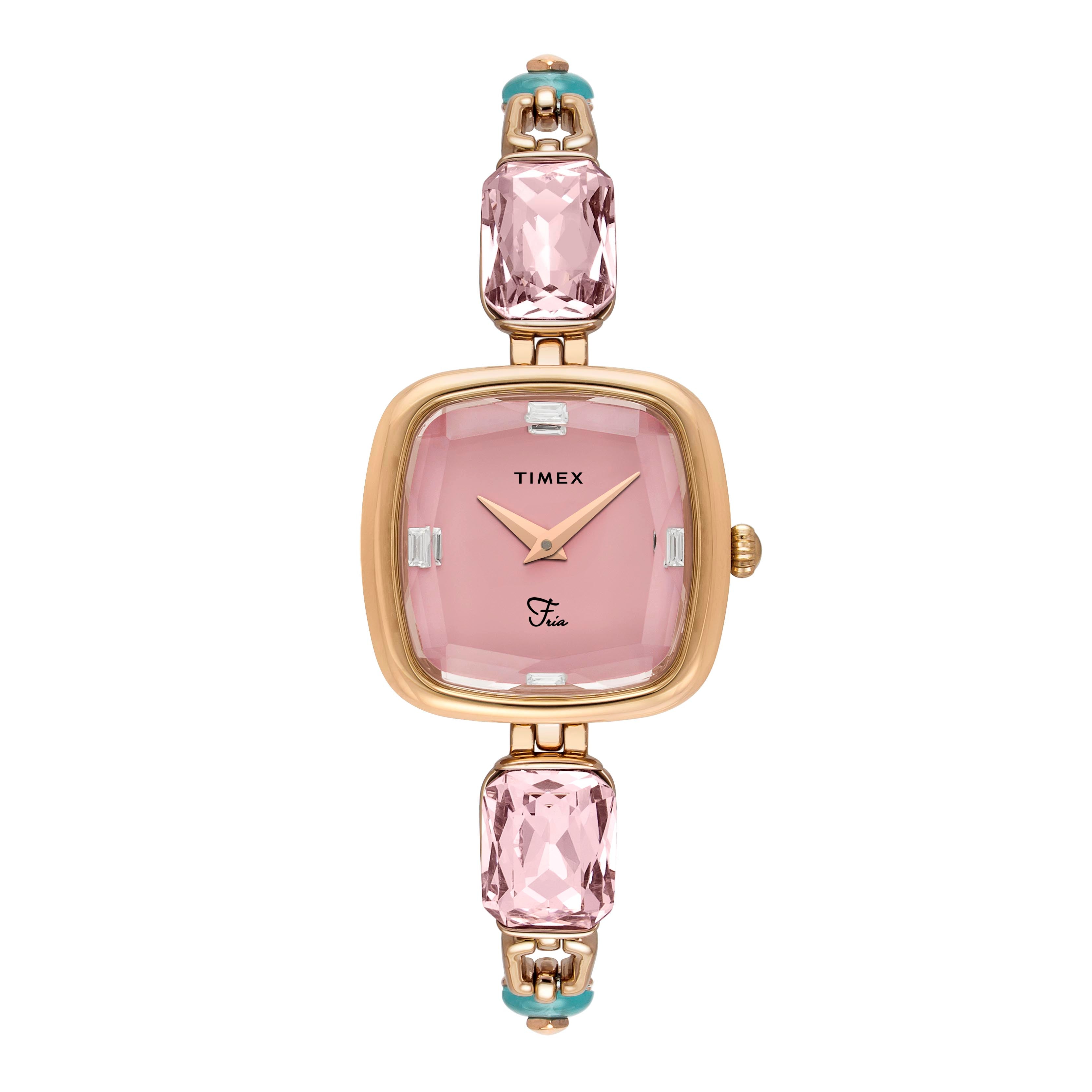 Timex Fria Square 27mm Pink Dial Analog Women Watch - TWEL21203