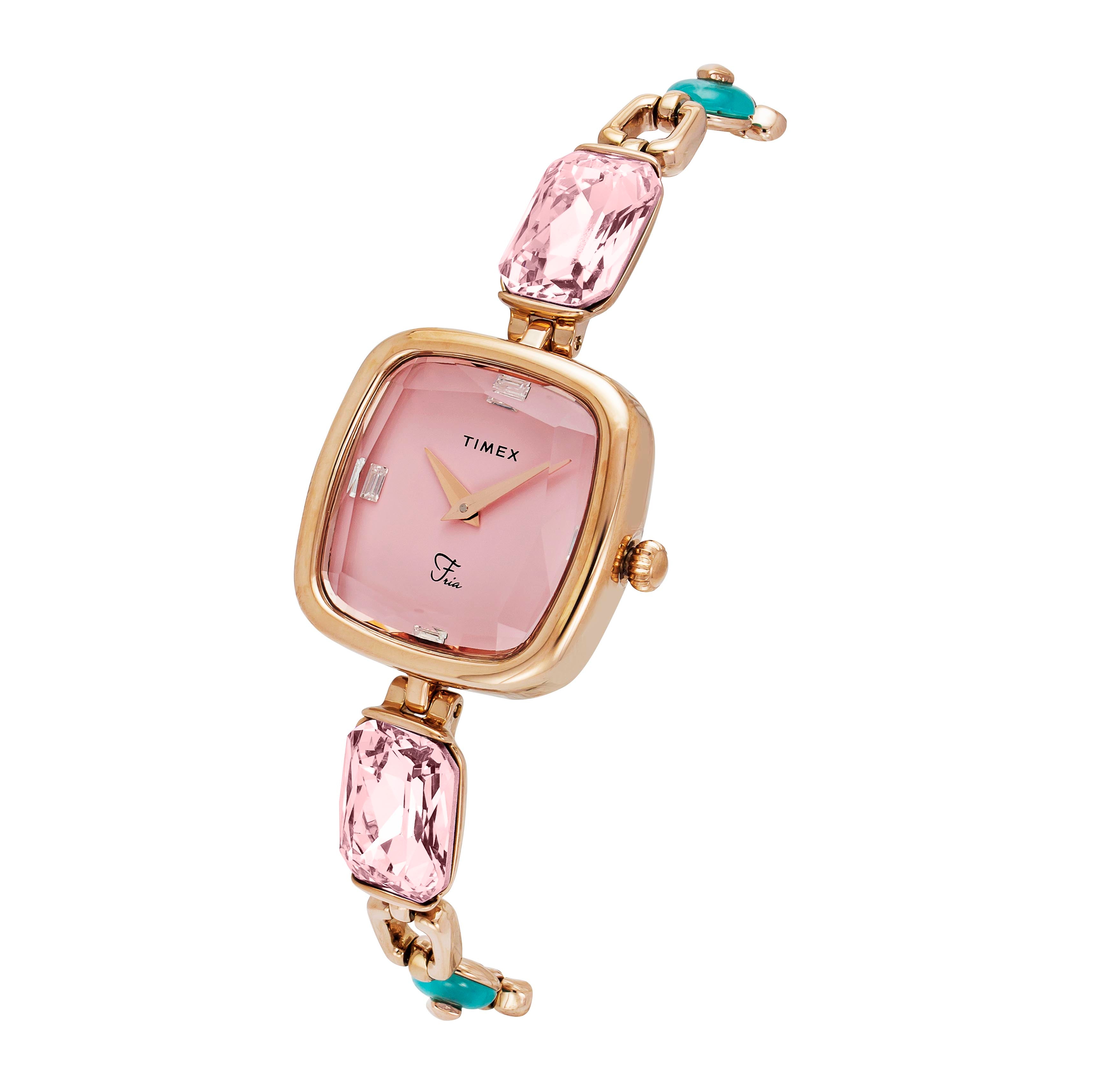 Timex Fria Square 27mm Pink Dial Analog Women Watch - TWEL21203